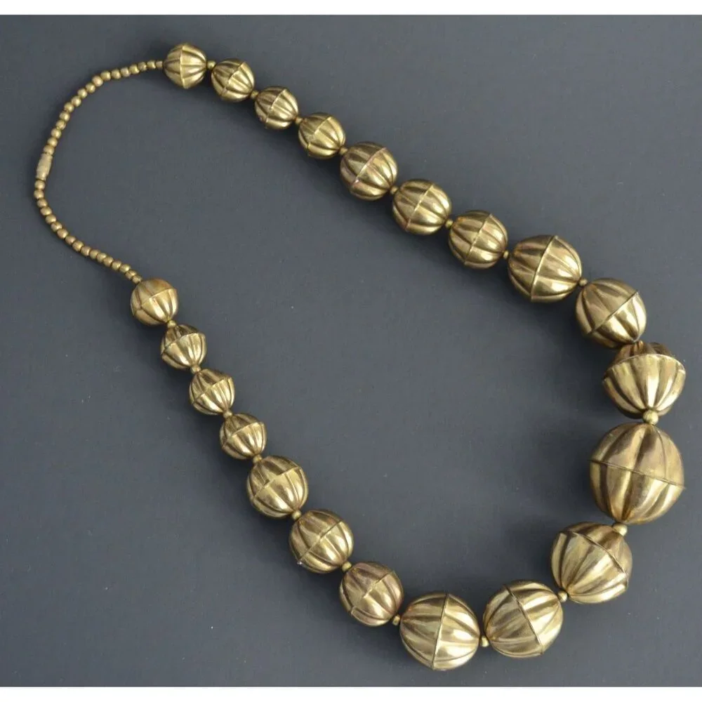 Vintage Large Brass Beaded Necklace
